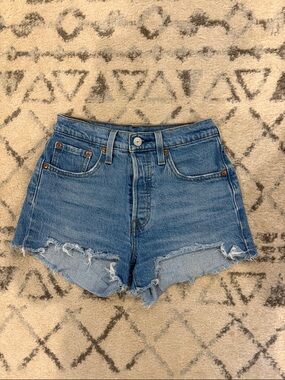 Levi's Blue Distressed Denim Cutoff Shorts